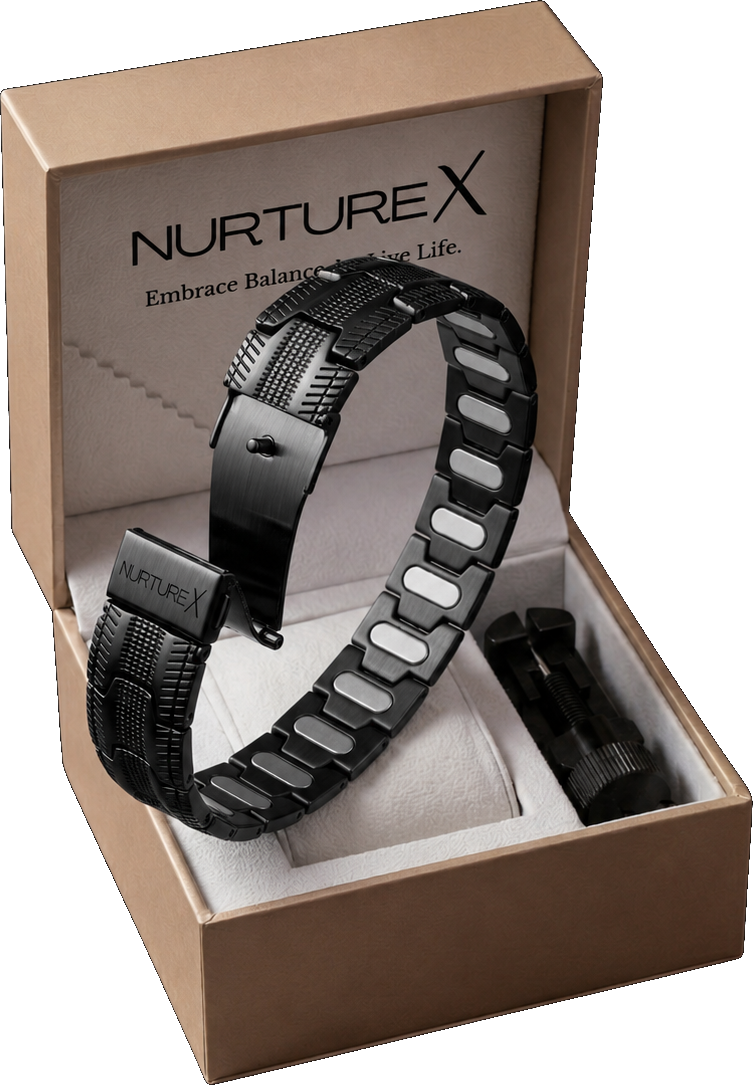 NurtureX BioFLOW Max Men's Pure Titanium Magnetic Bracelet - Adjustable, 10K Gauss, Fold Over Clasp