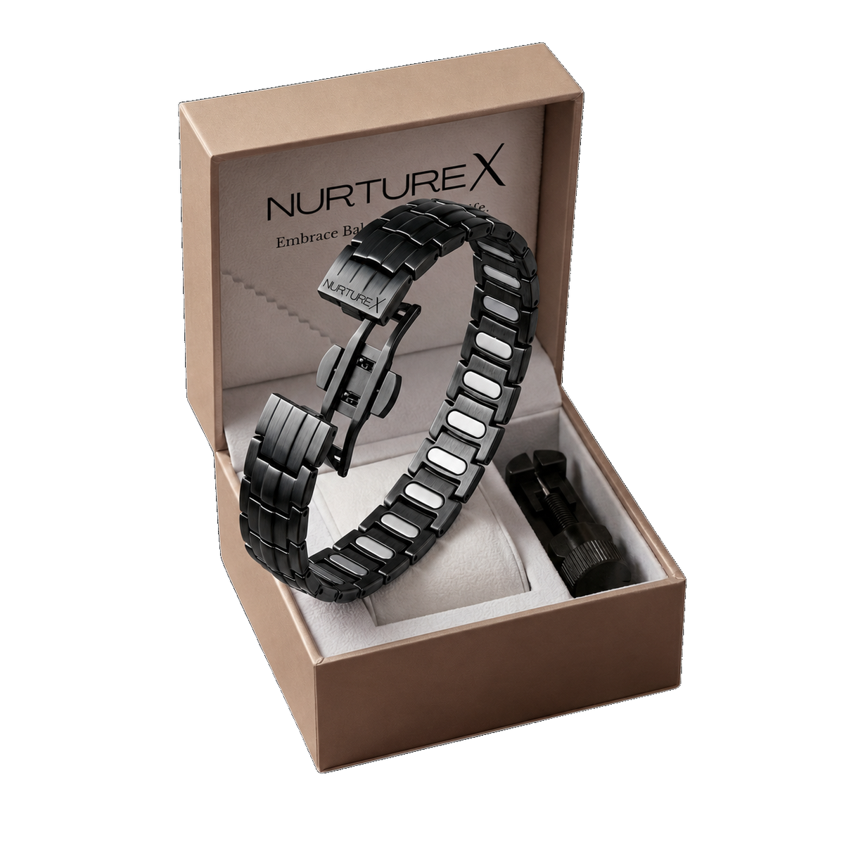 NurtureX BioFLOW Men's & Women's Pure Titanium Magnetic Bracelet - Adjustable, 5K Gauss, Butterfly Clasp