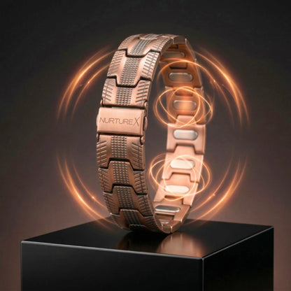 NurtureX BioFLOW Max Men's Pure Copper Magnetic Bracelet - Adjustable, 10K Gauss, Fold Over Clasp
