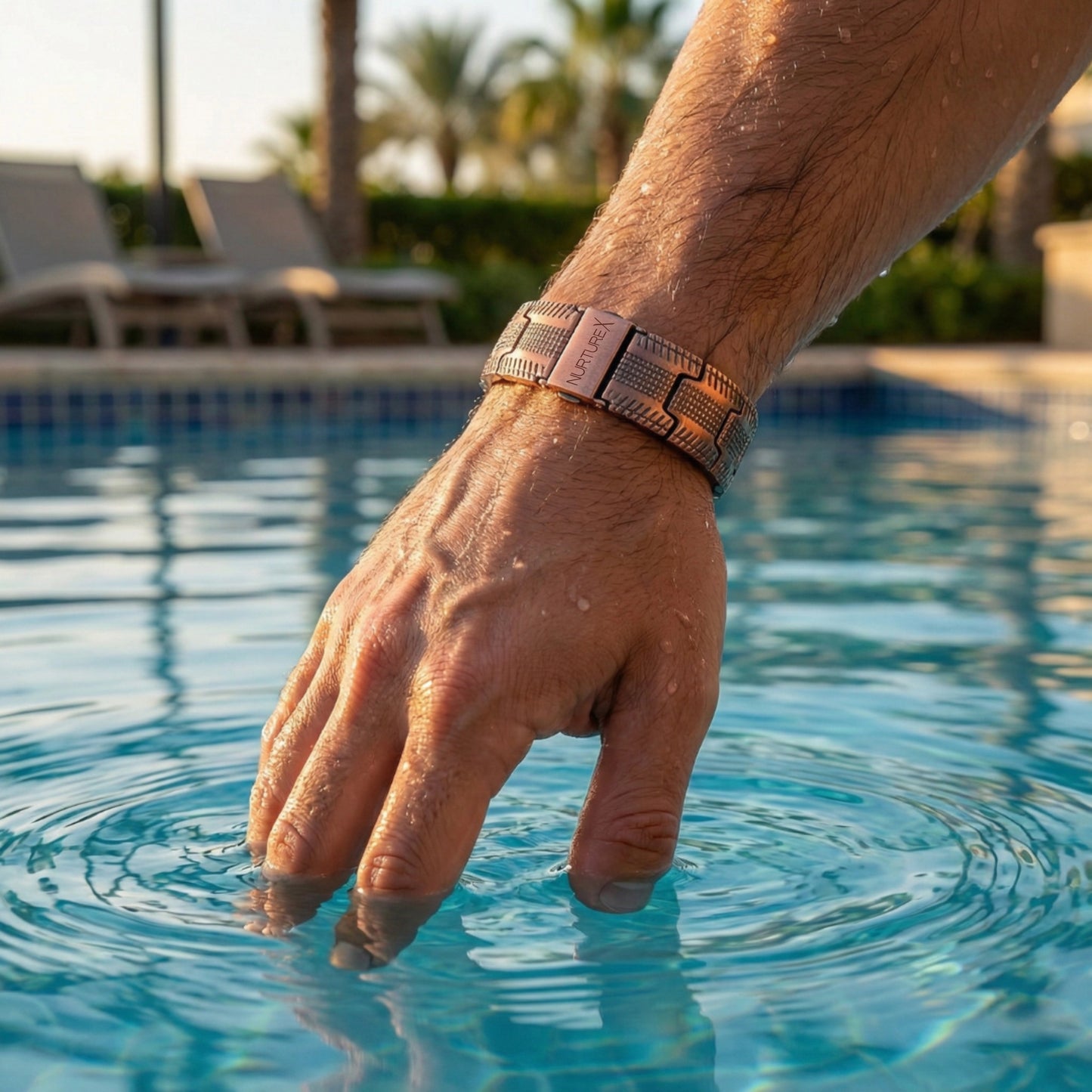 NurtureX BioFLOW Max Men's Pure Copper Magnetic Bracelet - Adjustable, 10K Gauss, Fold Over Clasp