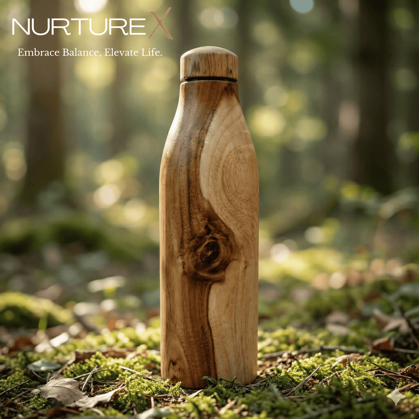 Wooden Insulated Copper Water Bottle 17 Oz / 500 ml Handcrafted Teak Wood