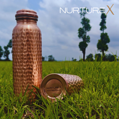 NurtureX Hammered Pure Copper Water Bottle 34 Oz. / 1 Litre