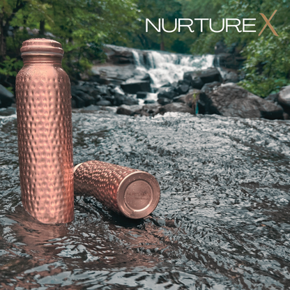 NurtureX Hammered Pure Copper Water Bottle 34 Oz. / 1 Litre