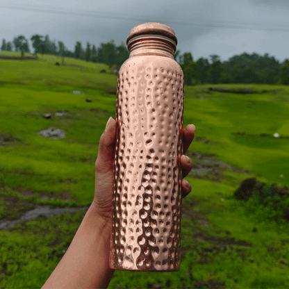 NurtureX Hammered Pure Copper Water Bottle 34 Oz. / 1 Litre