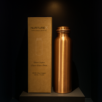 NurtureX Smooth Pure Copper Water Bottle 34 Oz. / 1 Litre
