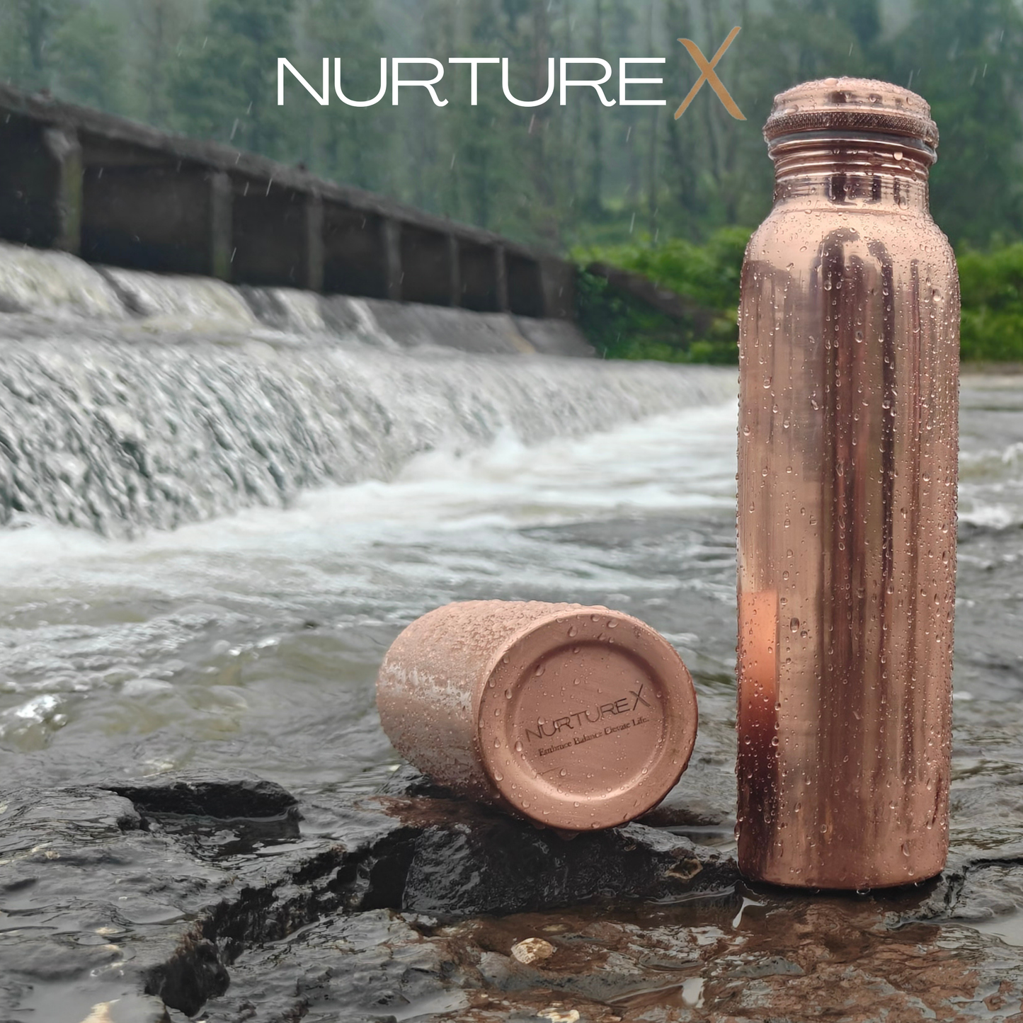 NurtureX Smooth Pure Copper Water Bottle 34 Oz. / 1 Litre