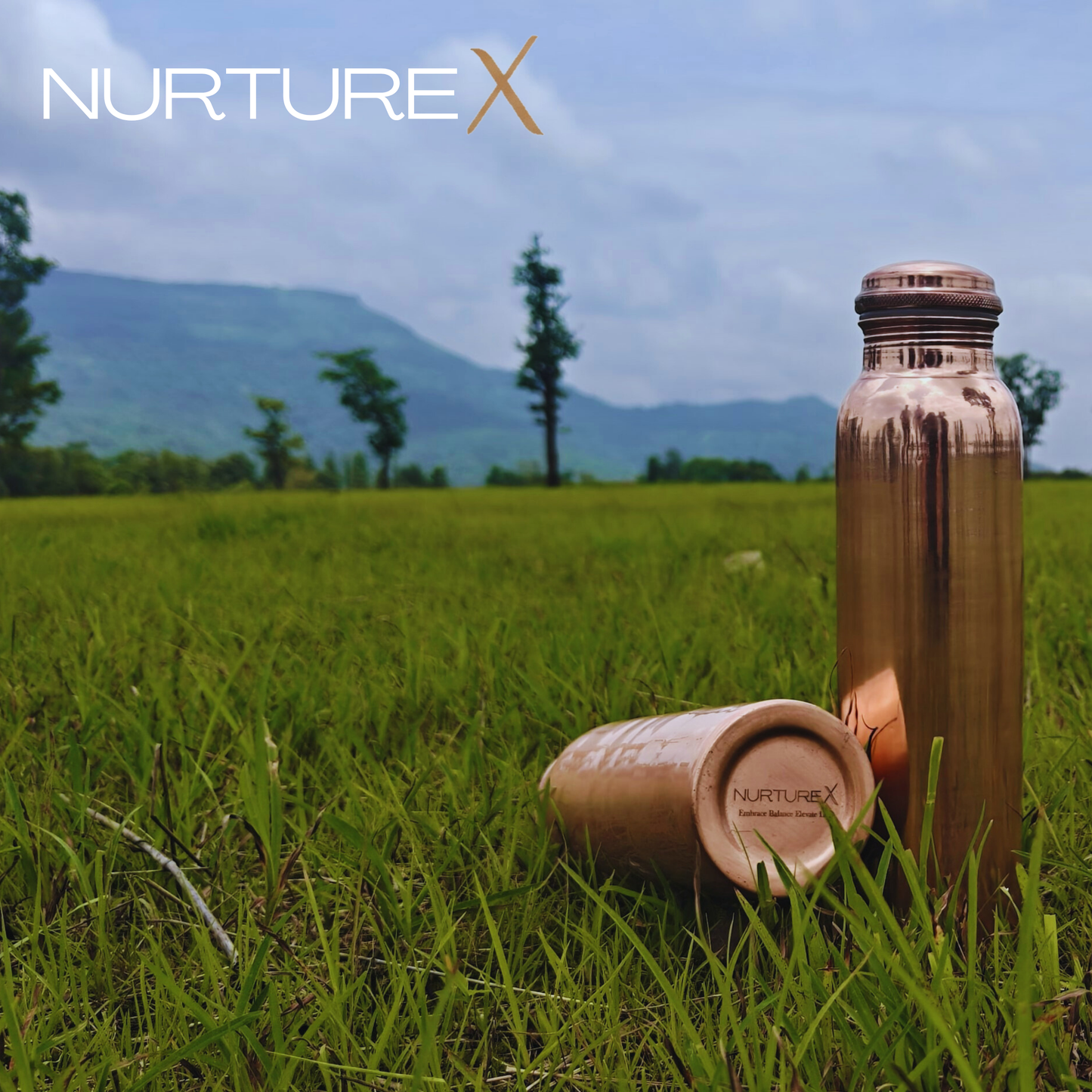 NurtureX Smooth Pure Copper Water Bottle 34 Oz. / 1 Litre
