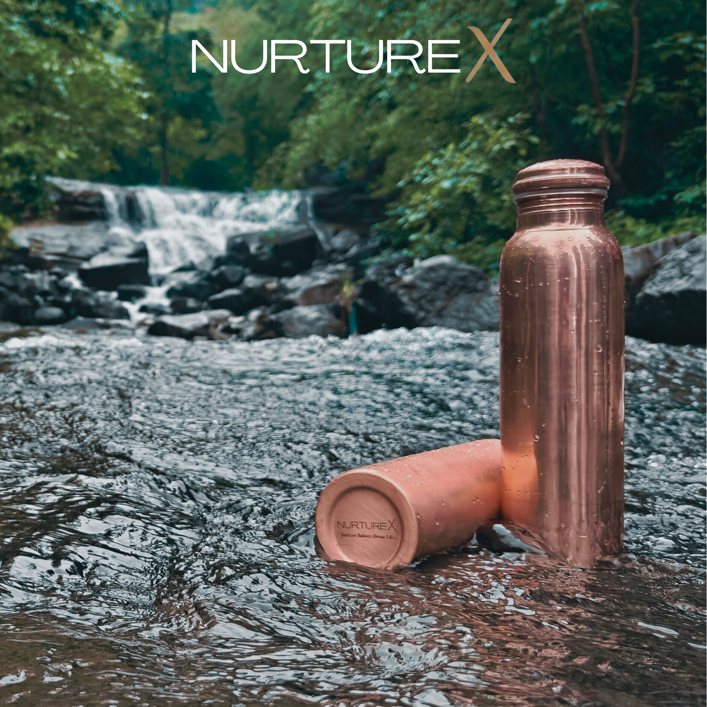 NurtureX Smooth Pure Copper Water Bottle 34 Oz. / 1 Litre